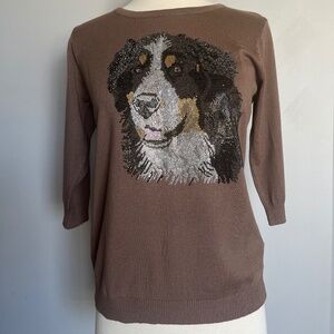 Glenfield Italy Crystal Rhinestone Jeweled Bernese Mountain Dog Animal Top Shirt